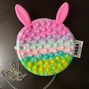 2/$18 💥♻ EUC Pop It Easter Bunny Pastel Round Zipper Silicone Purse | 2884